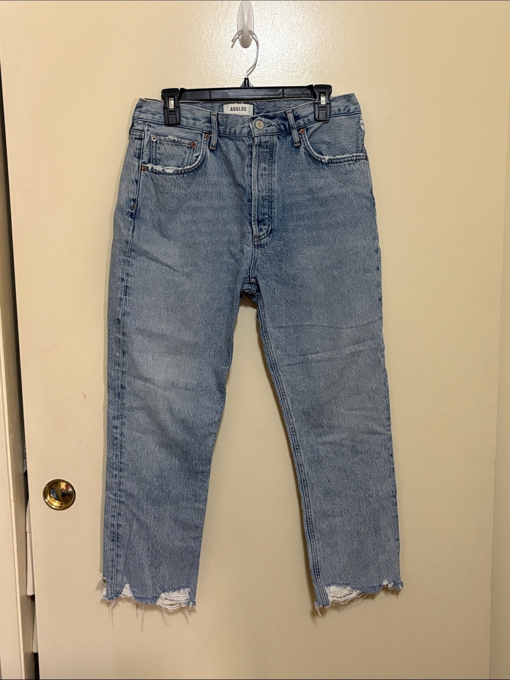 Agolde Light Wash High-Rise Straight Crop Jeans